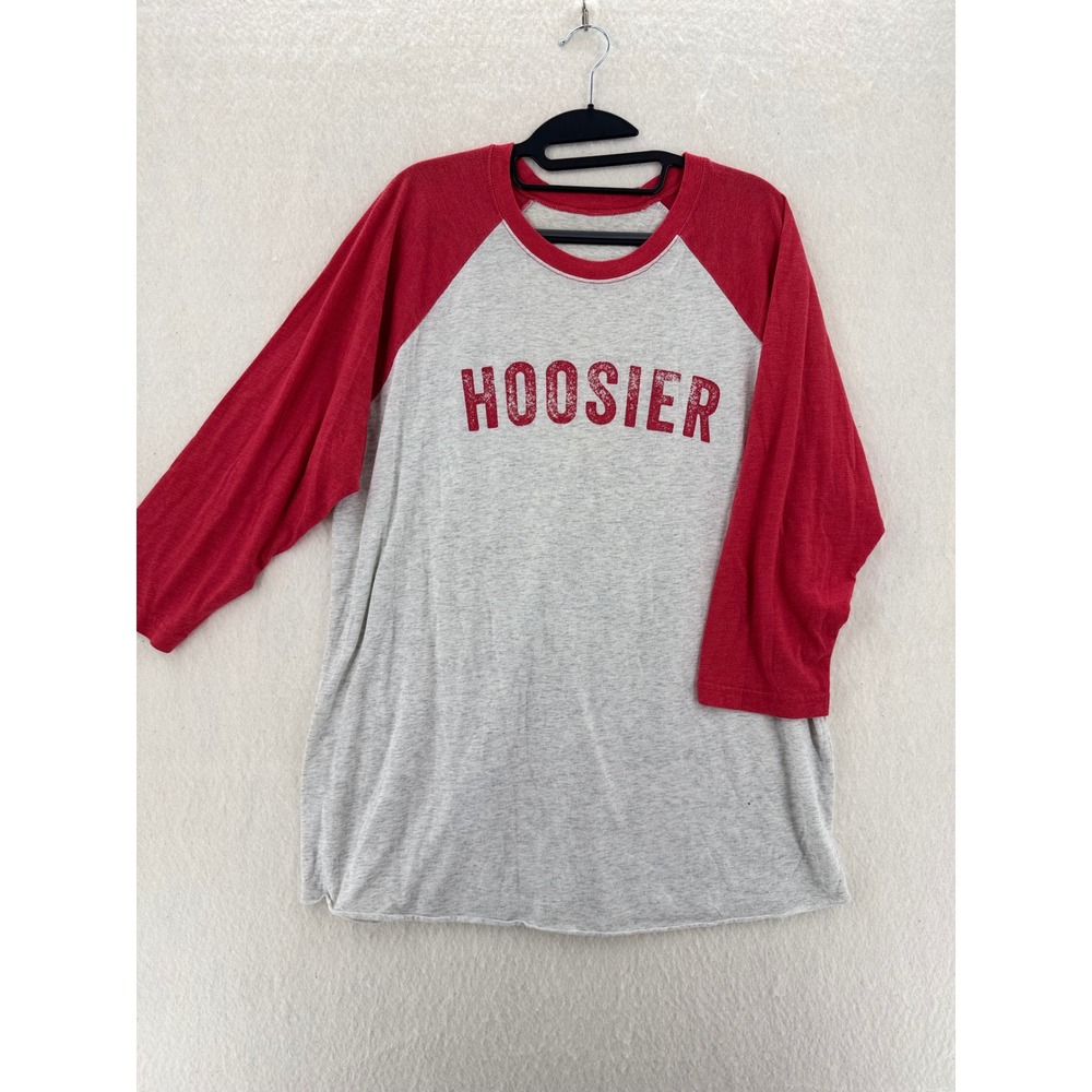 Unbranded - Raglan Shirt Hoosier Graphic Baseball Tee - Red/Grey - XL - Mens